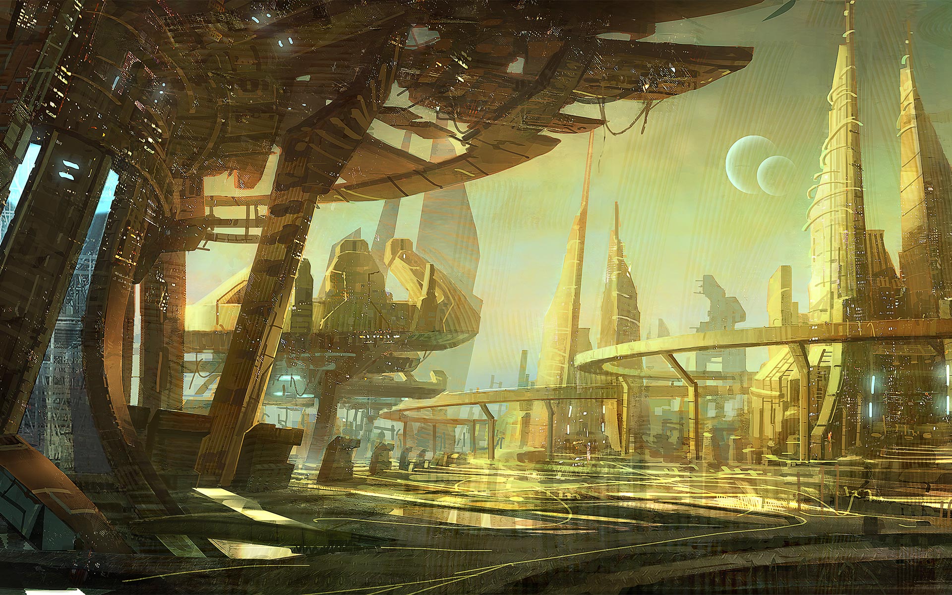 Illustration of a futuristic sci-fi city