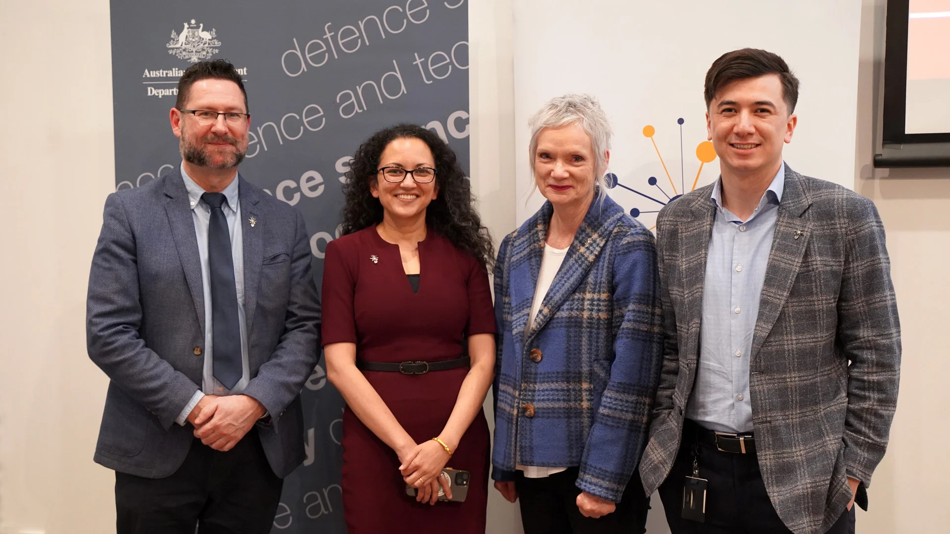 DIP team photo copy Phil Temby, Sumen Rai, Merril Kirk and Bez Mohammadi from the Defence Innovation Partnership team