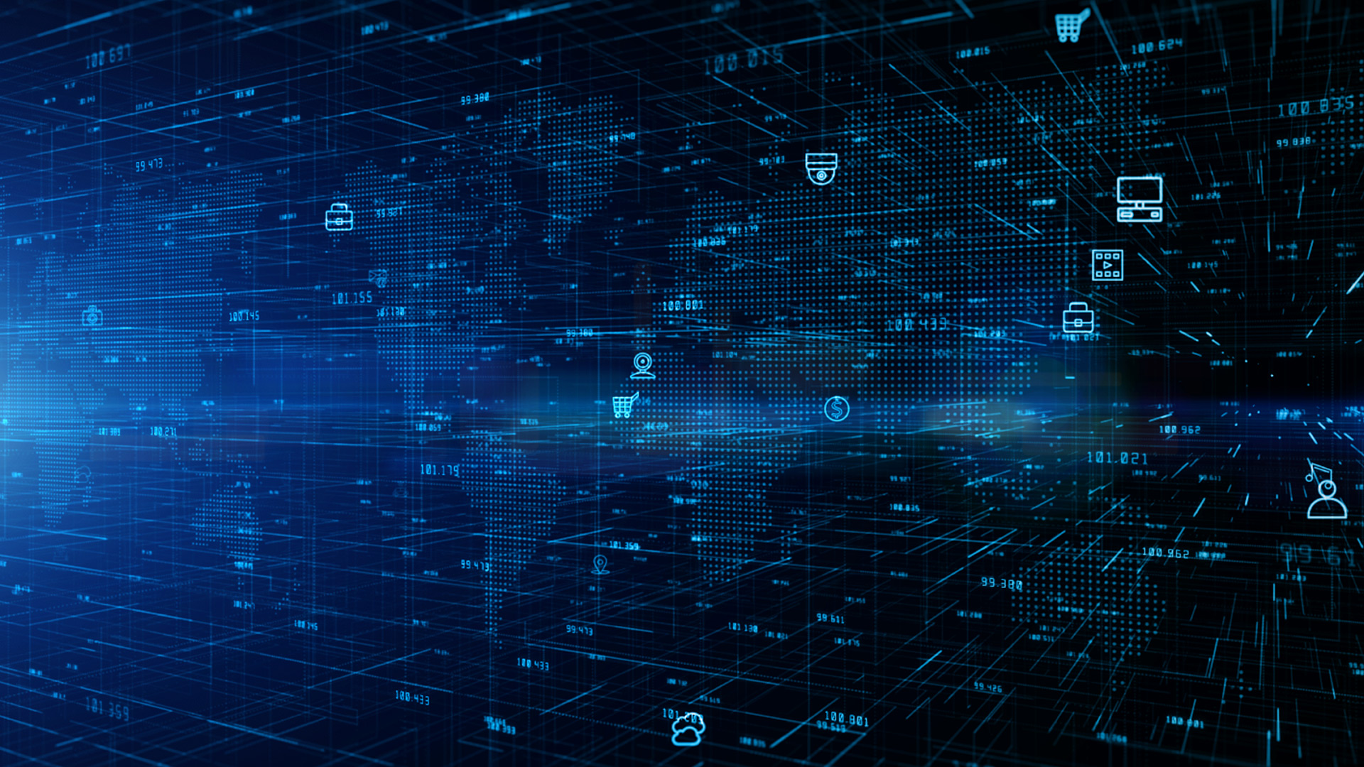 CollaboratorR1-iStock-1286070267 Tech imagery against dark blue background